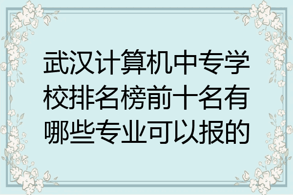 武汉计算机中专学校排名榜前十名有哪些专业可以报的