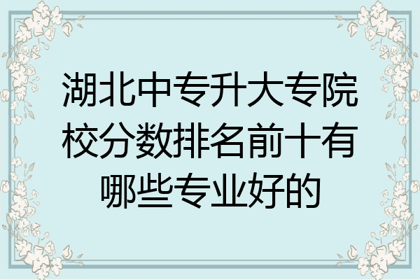 湖北中专升大专院校分数排名前十有哪些专业好的