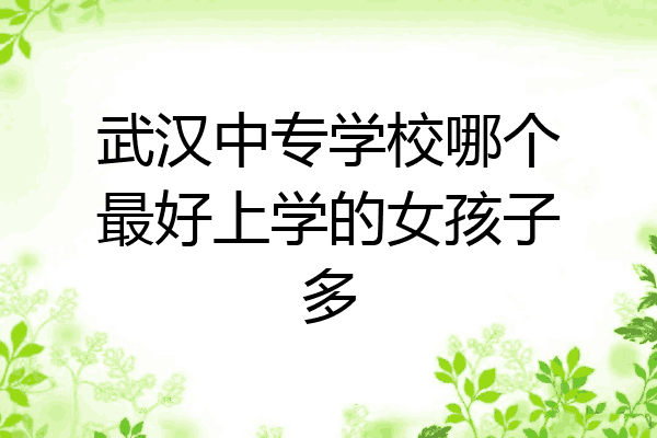 武汉中专学校哪个最好上学的女孩子多