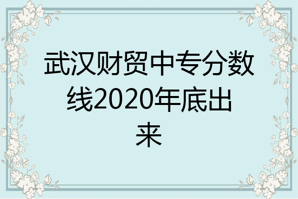 武汉财贸中专分数线2020年底出来