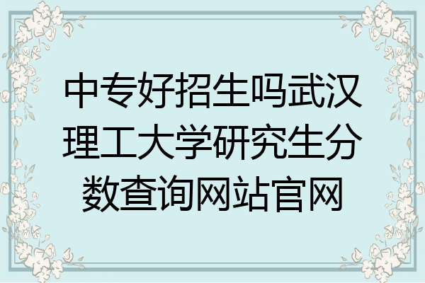 中专好招生吗武汉理工大学研究生分数查询网站官网