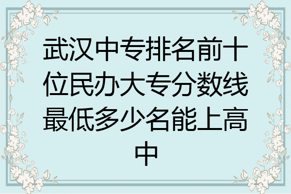 武汉中专排名前十位民办大专分数线最低多少名能上高中