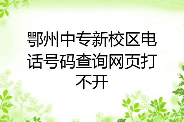 鄂州中专新校区电话号码查询网页打不开