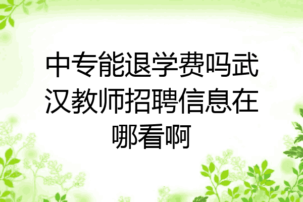 中专能退学费吗武汉教师招聘信息在哪看啊
