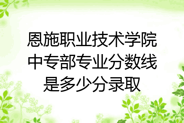 恩施职业技术学院中专部专业分数线是多少分录取