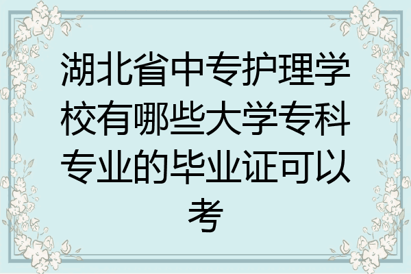 湖北省中专护理学校有哪些大学专科专业的毕业证可以考
