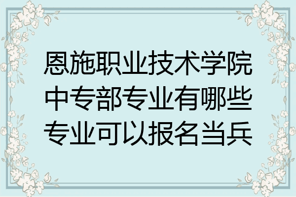 恩施职业技术学院中专部专业有哪些专业可以报名当兵