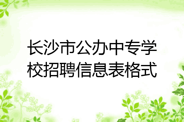 长沙市公办中专学校招聘信息表格式