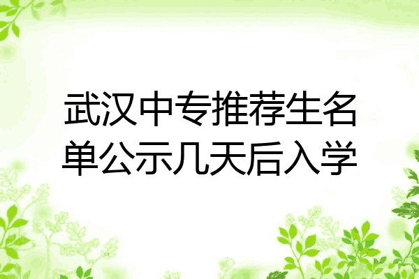 武汉中专推荐生名单公示几天后入学