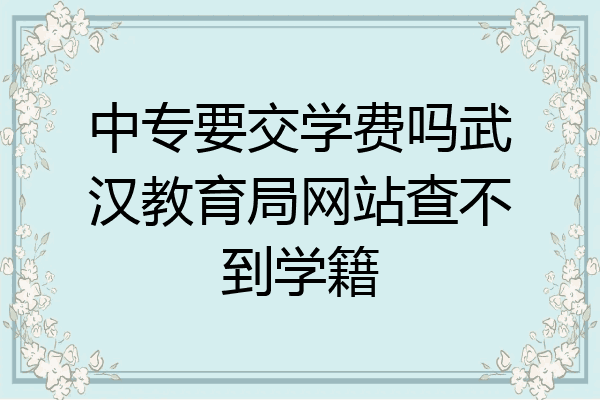 中专要交学费吗武汉教育局网站查不到学籍
