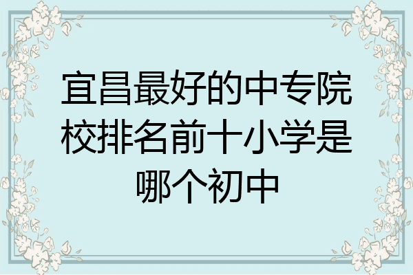 宜昌最好的中专院校排名前十小学是哪个初中
