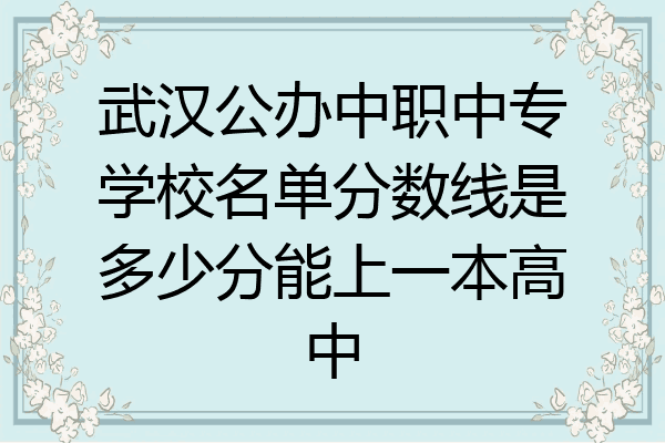 武汉公办中职中专学校名单分数线是多少分能上一本高中