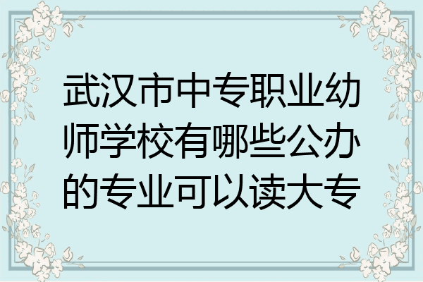 武汉市中专职业幼师学校有哪些公办的专业可以读大专