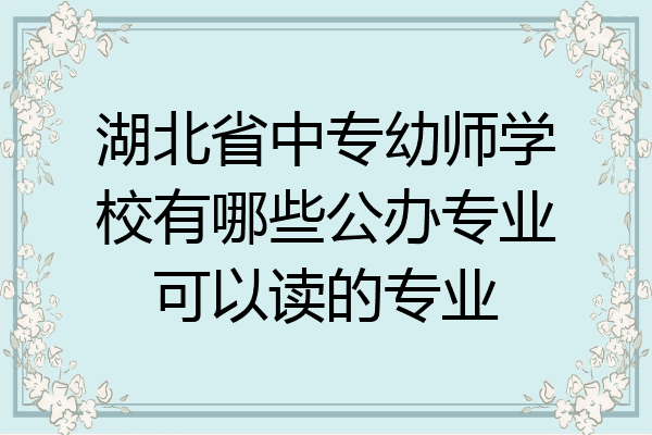 湖北省中专幼师学校有哪些公办专业可以读的专业