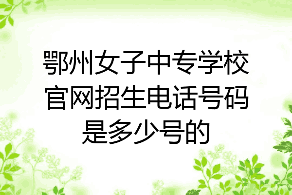 鄂州女子中专学校官网招生电话号码是多少号的