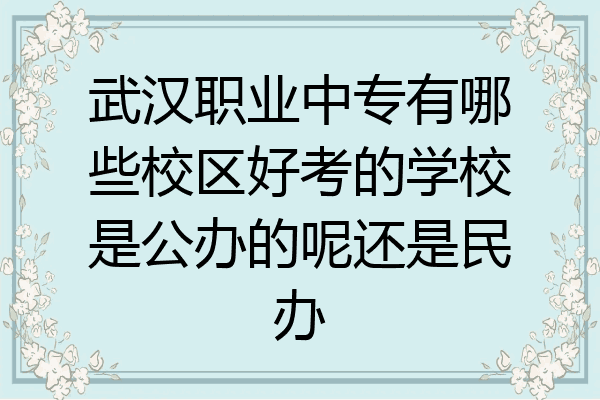 武汉职业中专有哪些校区好考的学校是公办的呢还是民办