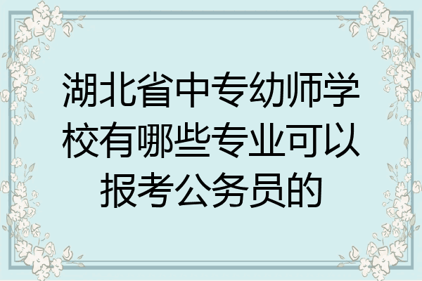 湖北省中专幼师学校有哪些专业可以报考公务员的