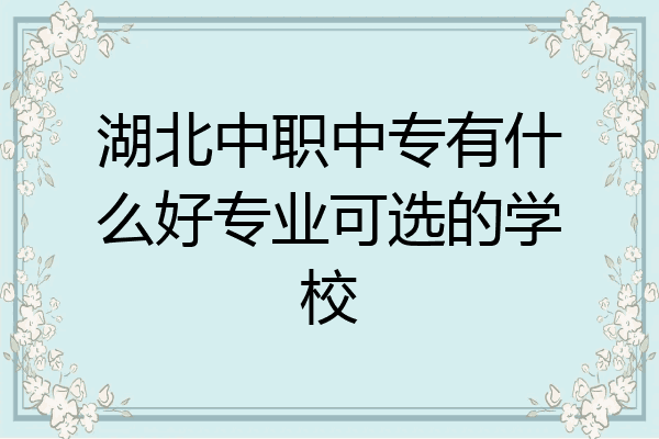 湖北中职中专有什么好专业可选的学校