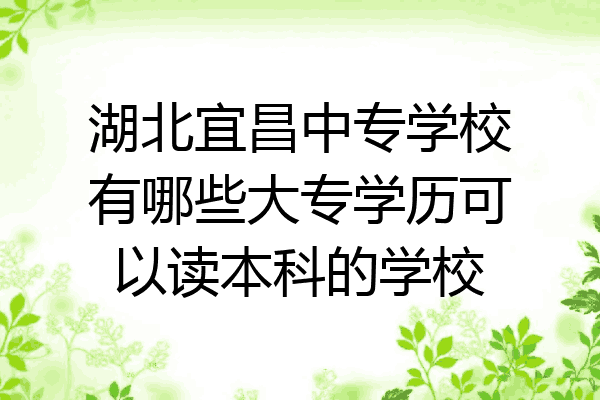 湖北宜昌中专学校有哪些大专学历可以读本科的学校