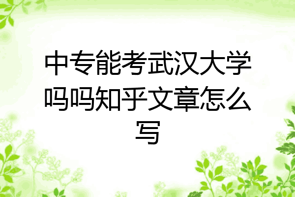 中专能考武汉大学吗吗知乎文章怎么写