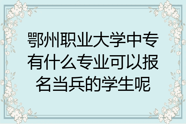 鄂州职业大学中专有什么专业可以报名当兵的学生呢