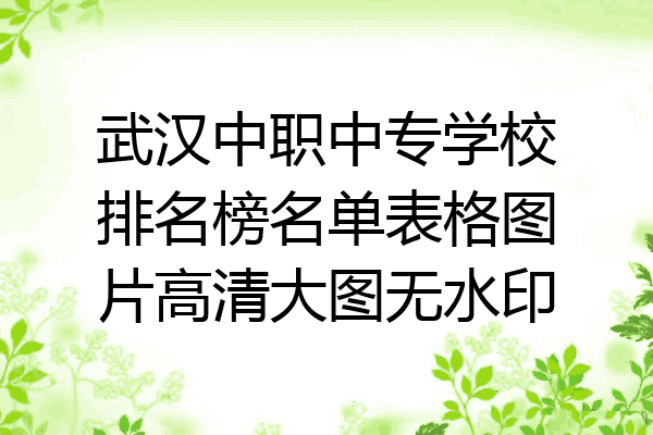 武汉中职中专学校排名榜名单表格图片高清大图无水印