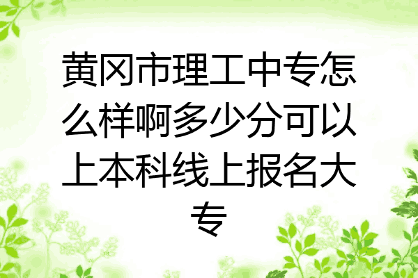 黄冈市理工中专怎么样啊多少分可以上本科线上报名大专