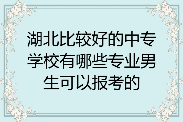 湖北比较好的中专学校有哪些专业男生可以报考的