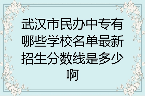 武汉市民办中专有哪些学校名单最新招生分数线是多少啊