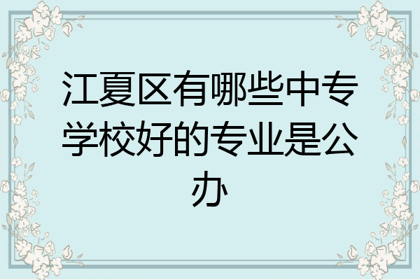 江夏区有哪些中专学校好的专业是公办