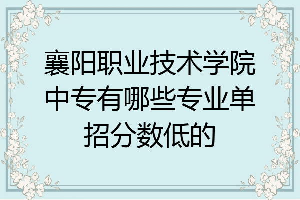 襄阳职业技术学院中专有哪些专业单招分数低的