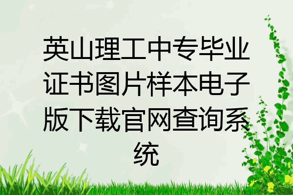英山理工中专毕业证书图片样本电子版下载官网查询系统