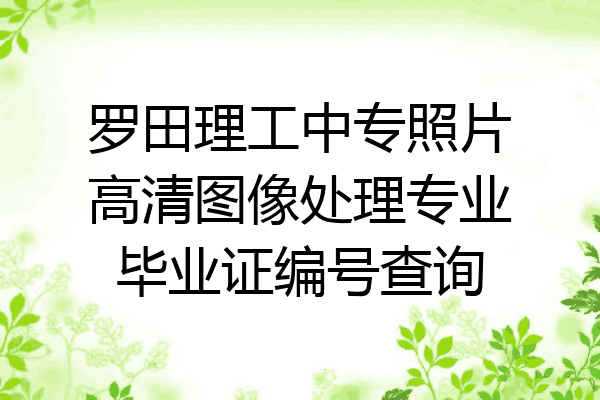 罗田理工中专照片高清图像处理专业毕业证编号查询
