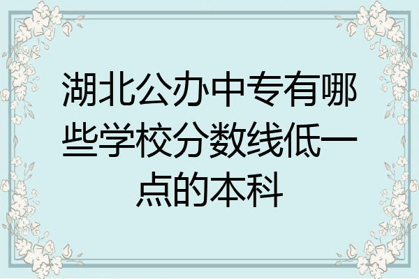 湖北公办中专有哪些学校分数线低一点的本科