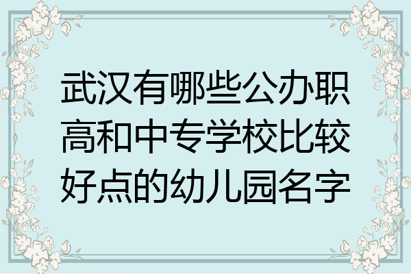 武汉有哪些公办职高和中专学校比较好点的幼儿园名字