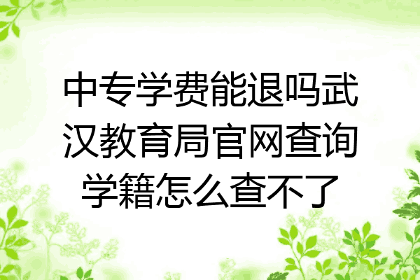 中专学费能退吗武汉教育局官网查询学籍怎么查不了