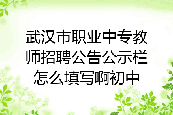 武汉市职业中专教师招聘公告公示栏怎么填写啊初中