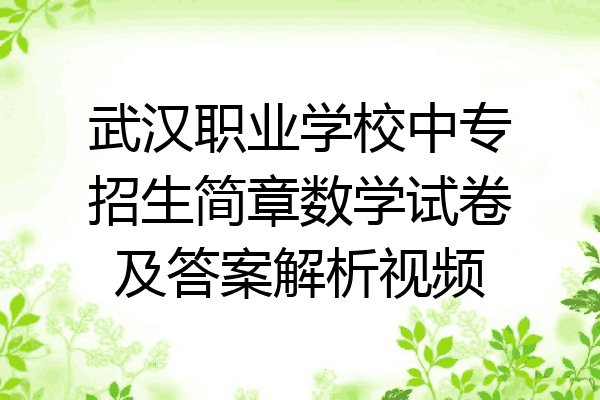 武汉职业学校中专招生简章数学试卷及答案解析视频