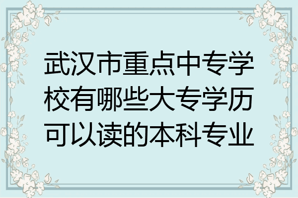 武汉市重点中专学校有哪些大专学历可以读的本科专业