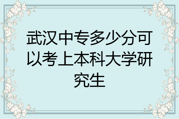 武汉中专多少分可以考上本科大学研究生