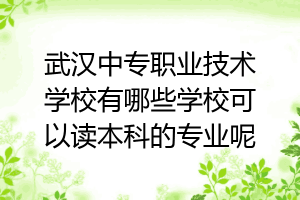 武汉中专职业技术学校有哪些学校可以读本科的专业呢