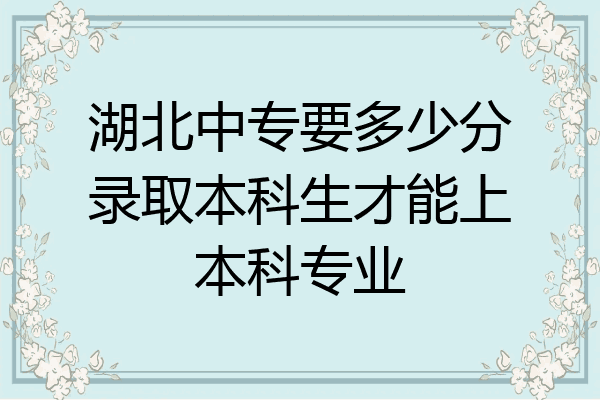 湖北中专要多少分录取本科生才能上本科专业