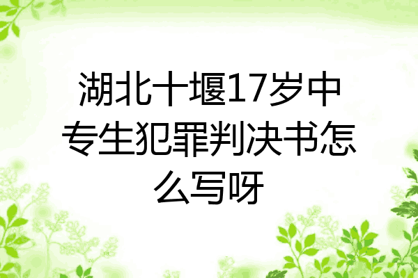 湖北十堰17岁中专生犯罪判决书怎么写呀