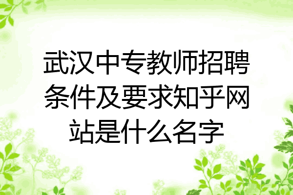 武汉中专教师招聘条件及要求知乎网站是什么名字