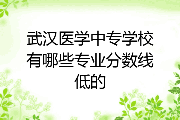 武汉医学中专学校有哪些专业分数线低的