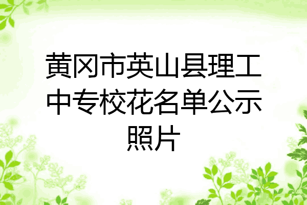 黄冈市英山县理工中专校花名单公示照片