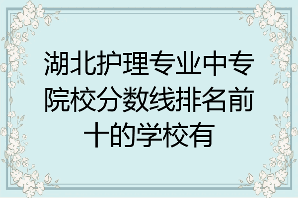 湖北护理专业中专院校分数线排名前十的学校有
