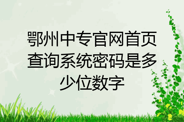 鄂州中专官网首页查询系统密码是多少位数字