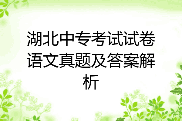 湖北中专考试试卷语文真题及答案解析