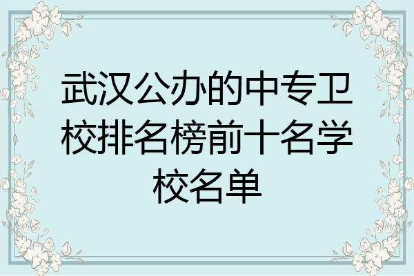 武汉公办的中专卫校排名榜前十名学校名单